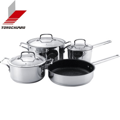 The Best Stainless steel lid glass best choice for your kitchen 3pcs enamel strait pot sets with glass lid hot sale on line